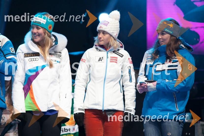 Erin Mielzynski, smučarka (Kanada); Michaela Kirchgasser, smučarka (Avstrija); Maria Pietilae Holmner, smučarka (Švedska)49. Zlata lisica 2012, žrebanje štartnih številk za slalom ter otvoritev Evropske prestolnice mladih