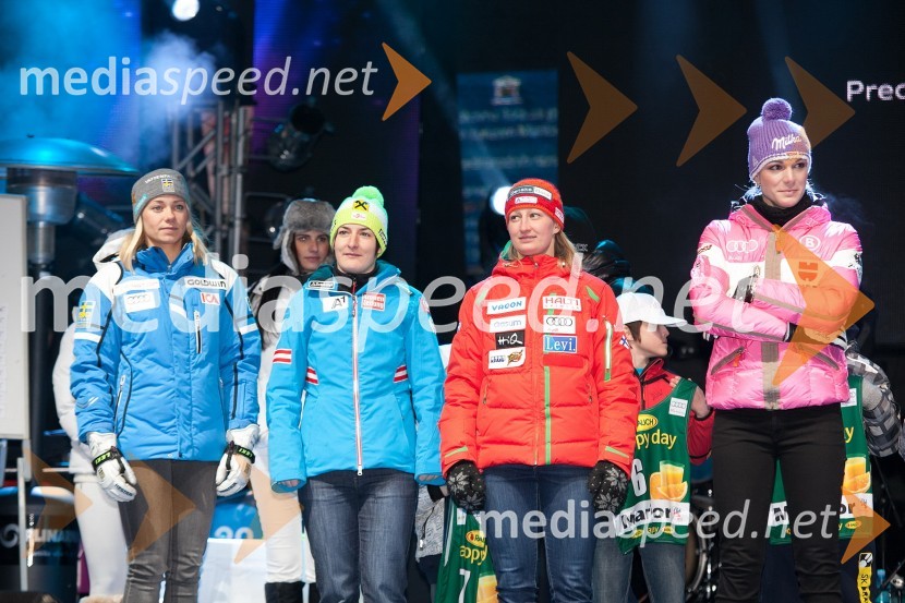 Frida Hansdotter, smučarka (Švedska); Kathrin Zettel, smučarka (Avstrija); Tanja Poutiainen, smučarka (Finska); Maria Höfl Riesch, smučarka (Nemčija)49. Zlata lisica 2012, žrebanje štartnih številk za slalom ter otvoritev Evropske prestolnice mladih