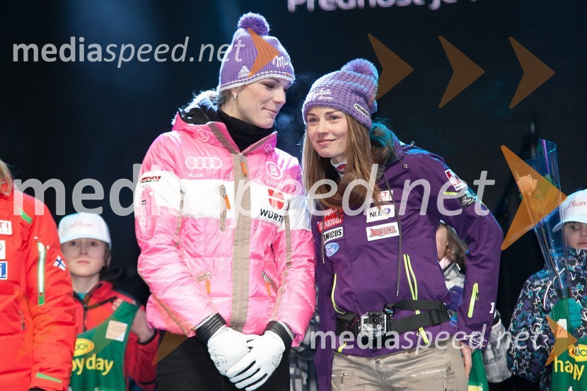 Maria Höfl Riesch, smučarka (Nemčija); Tina Maze, smučarka (SLO)49. Zlata lisica 2012, žrebanje štartnih številk za slalom ter otvoritev Evropske prestolnice mladih