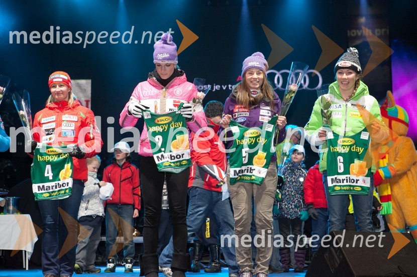 Tanja Poutiainen, smučarka (Finska); Maria Höfl Riesch, smučarka (Nemčija); Tina Maze, smučarka (SLO); Mikaela Shiffrin, smučarka (ZDA)49. Zlata lisica 2012, žrebanje štartnih številk za slalom ter otvoritev Evropske prestolnice mladih