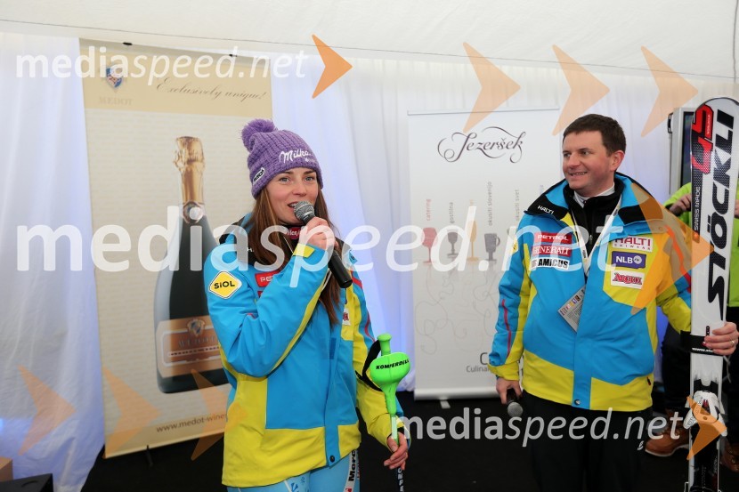 Tina Maze, smučarka (SLO); Tomi Trbovc, odnosi z javnostjo Smučarske zveze Slovenije49. Zlata lisica 2012, slalom in druženje v VIP prostoru