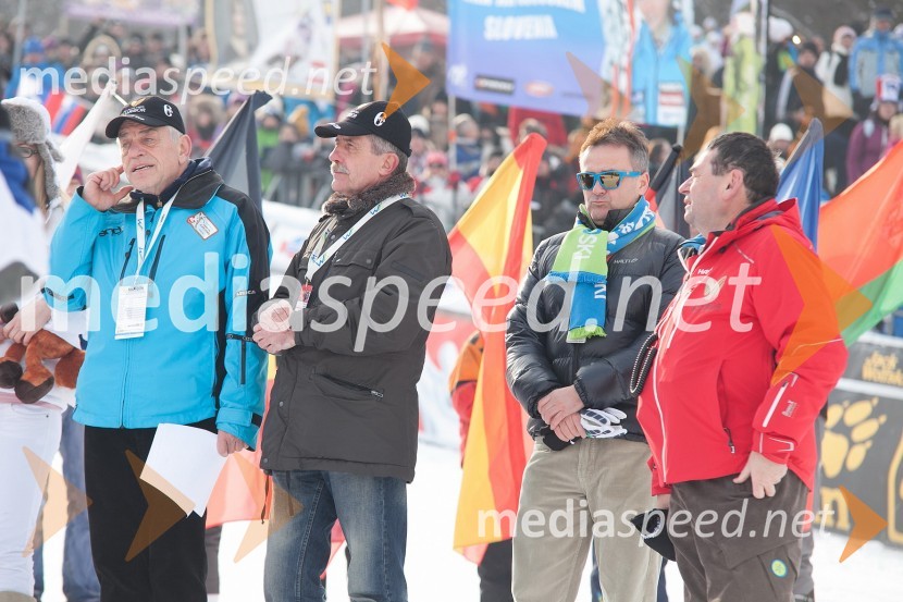 Danilo Kline, vodja protokola Zlata lisica; Drago Cotar, predsednik uprave Zavarovalnice Maribor; Primož Ulaga, predsednik Smučarske zveze Slovenije; Srečko Vilar, generalni sekretar Zlate lisice49. Zlata lisica 2012, slalom in druženje v VIP prostoru