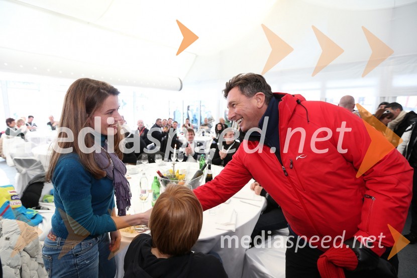 Urška Bačovnik Janša, soproga Janeza Janše; Borut Pahor, predsednik Republike Slovenije49. Zlata lisica, veleslalom in druženje v VIP prostoru