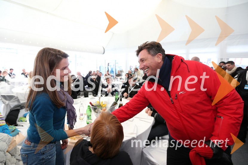 Urška Bačovnik Janša, soproga Janeza Janše; Borut Pahor, predsednik Republike Slovenije49. Zlata lisica, veleslalom in druženje v VIP prostoru