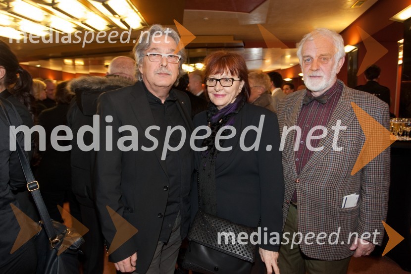 Vladimir Pezdirc, nekdanji predsednik Rotary kluba Ljubljana; Nataša; Mitja Meršol, nekdanji urednik DelaPazi, mail!, premiera predstave