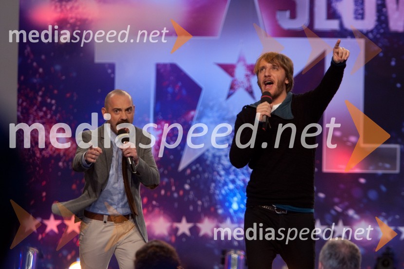 Jože Robežnik, voditelj; Matej Puc, voditeljSlovenija ima talent,druga avdicija