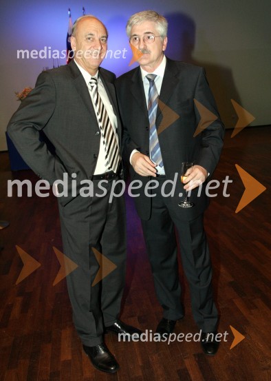 Janez Ujčič, lastnik televizije RTS Maribor in Petar RadovićPredsedniški sprejem za novinarje