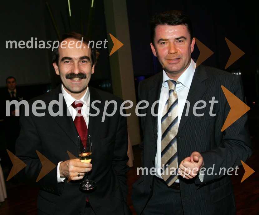 Marjan Potrata, direktor radija Kranj in Iztok Škofic, direktor G-TV (gorenjska televizija)Predsedniški sprejem za novinarje