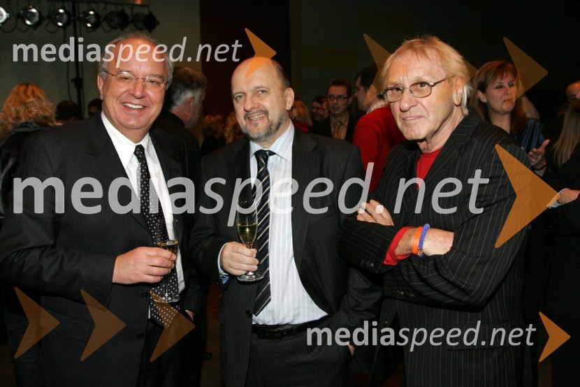 Andrej Bajuk, minister za finance Republike Slovenije, Zmago Jelinčič Plemeniti, poslanec SNS in Tone Fornezzi TofPredsedniški sprejem za novinarje