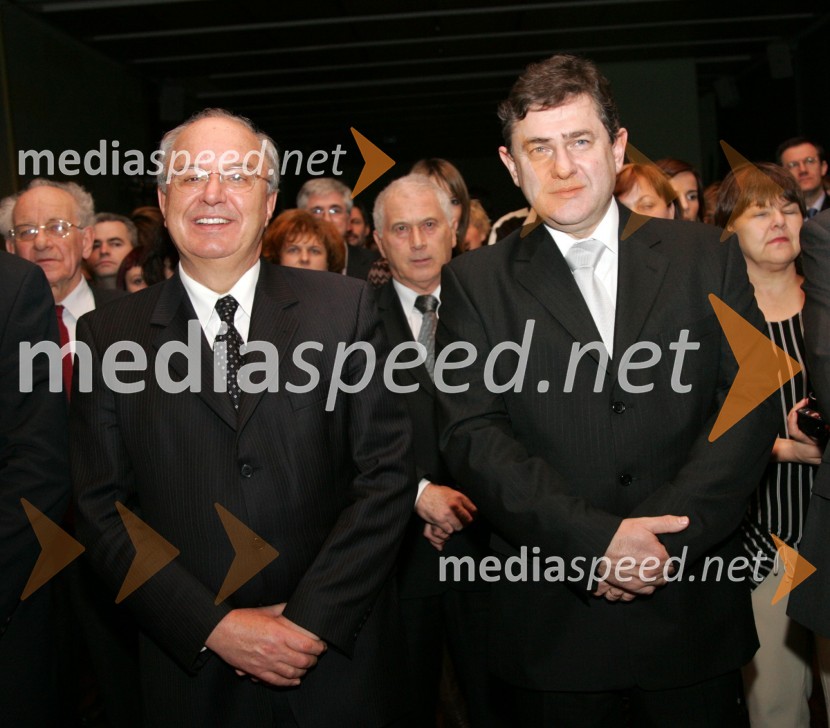 Andrej Bajuk, minister za finance in Janez Božič, minister za prometPredsedniški sprejem za novinarje