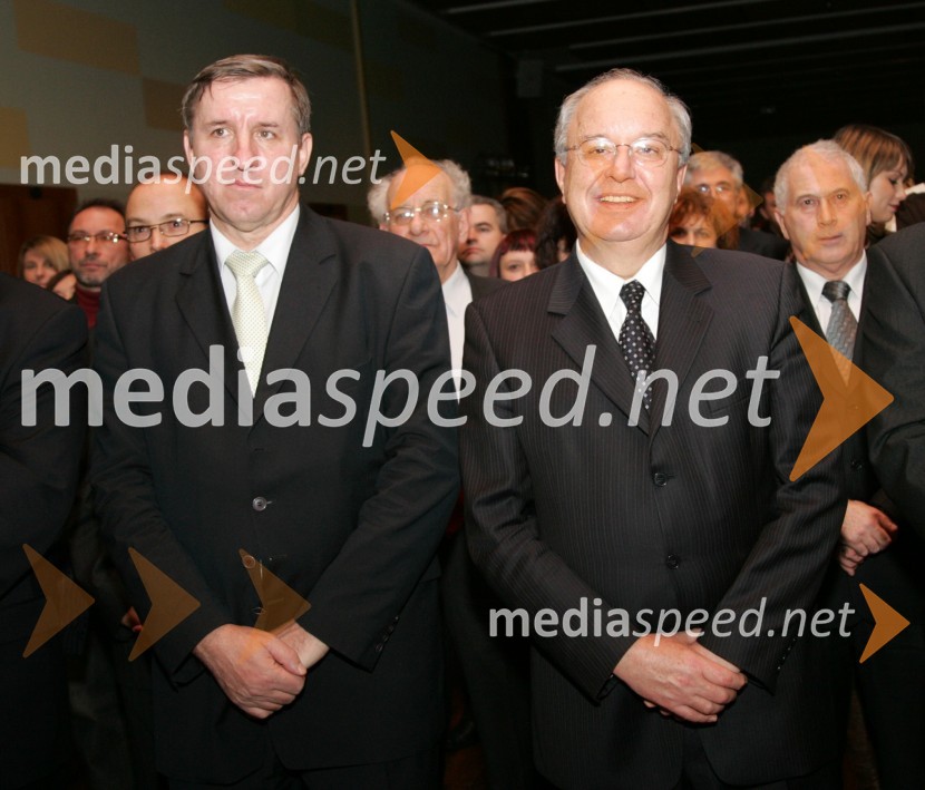 Jožef Jerovšek, SDS in Andrej Bajuk, minister za financePredsedniški sprejem za novinarje