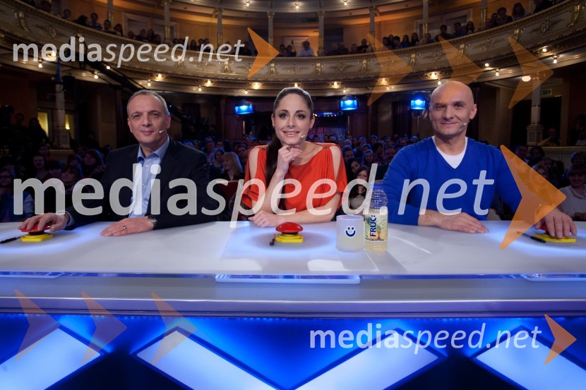 Damjan Damjanovič, član žirije; Ana Klašnja, članica žirije; Branko Čakarmiš, član žirijeSlovenija ima talent, šesta avdicija