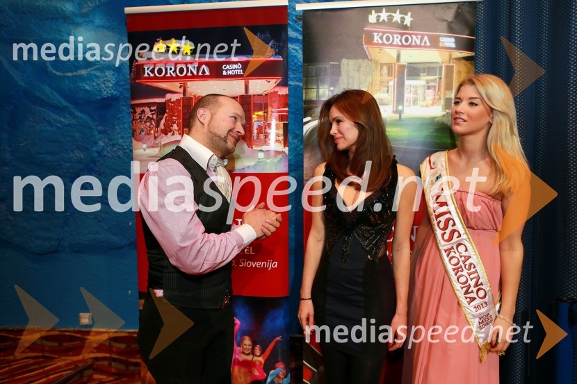  Igor Šajn;  Severina Vučković, pevka;  Lara Koren Nastran, manekenka, Miss Casino Korona 2013Severina na koncertu v Hotelu Korona