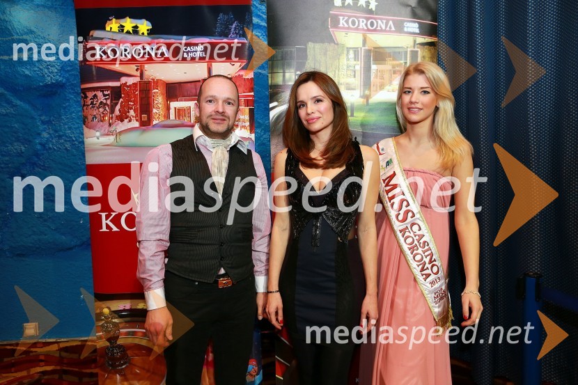  Igor Šajn;  Severina Vučković, pevka;  Lara Koren Nastran, manekenka, Miss Casino Korona 2013Severina na koncertu v Hotelu Korona