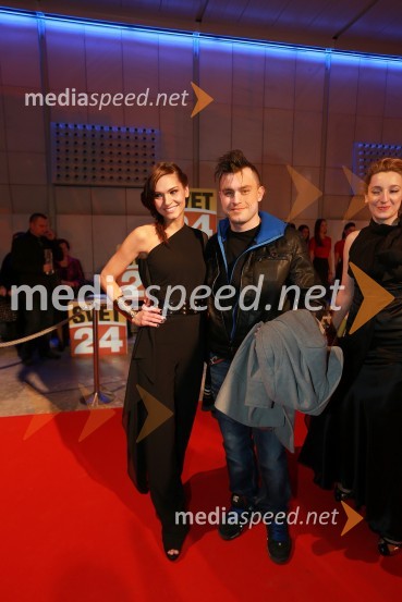 Nives Orešnik, Miss Slovenije 2012; Omar Naber, glasbenikViktorji 2012, rdeča preproga in druženje pred dvorano