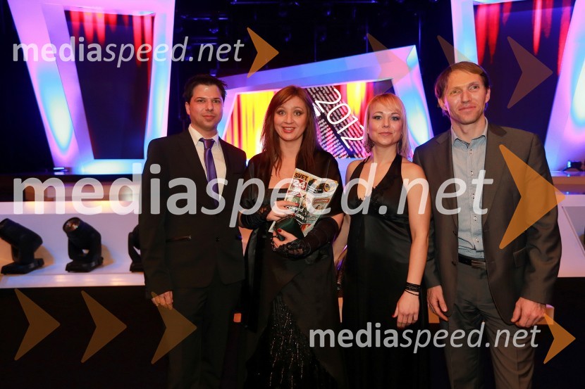 Igor Klun, namestnik direktorja Skupina Krater – Krater Media; Karmen Špacapan, urednica Svet24;&nbsp;Tanja Škarjot, izvršna urednica uredništev Krater media; Gregor Repič, izvršni direktor Skupine KraterViktorji 2012, podelitev nagrad