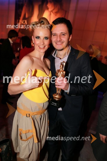 Nina Mavrin; Blaž Švab, član skupine ModrijaniViktorji 2012, zabava po podelitvi