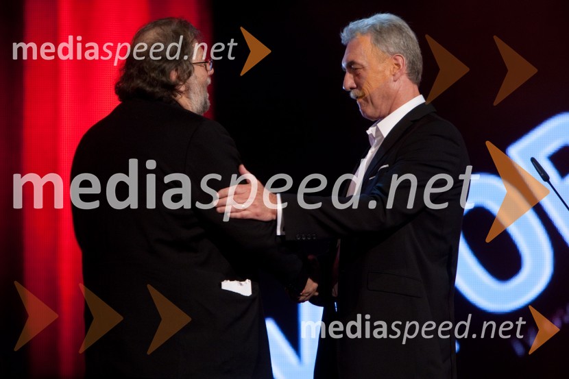 Ervin Hladnik - Milharčič, pisatelj; Slavko Bobovnik, TV voditeljViktorji 2012, podelitev nagrad