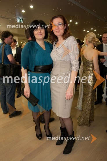 Judita Železnik, tržno komuniciranje Kozmetike Afrodita;  Cvetka ErženViktorji 2012, rdeča preproga in druženje pred dvorano