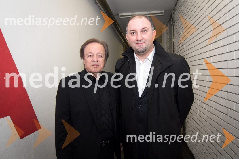 Alfi Nipič, pevec; Marjan Škalič, predsednik društva »Namesto pike vejica«Dobrodelni koncert »Za prvi korak«