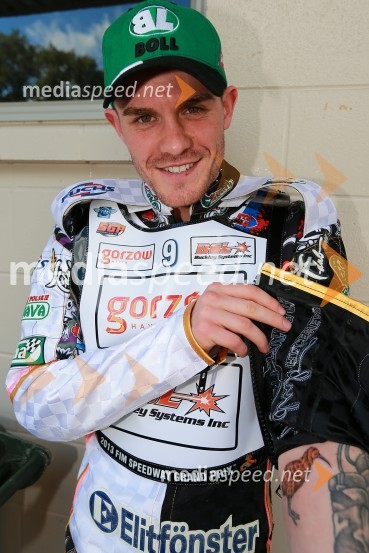 Martin Vaculik (Sk) in novi tatoo, novozelandski ptič KiwiPrvi trening za VN Nove Zelandije v speedwayu