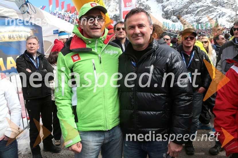 Matjaž Rakovec, predsednik uprave Zavarovalnice Triglav; Primož Ulaga, predsednik Smučarske zveze SlovenijePlanica 2013, finale v smučarskih poletih, četrtek