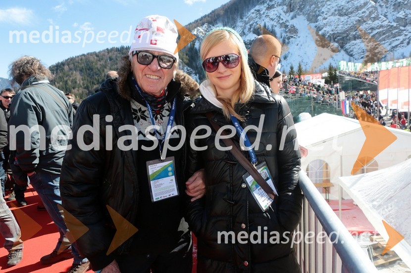 Tone Fornezzi Tof, novinar; Karmen Pust, novinarkaPlanica 2013, finale v smučarskih poletih, četrtek