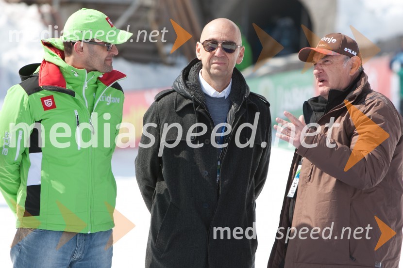 Matjaž Rakovec, predsednik uprave Zavarovalnice Triglav; Tibor Šimonka, predsednik uprave SIJ- Slovenska industrija jekla d.d.; Ljubo JasničPlanica 2013, finale v smučarskih poletih, sobota