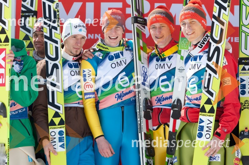 Robert Kranjec, smučarski skakalec; Andraž&nbsp; Pograjc, smučarski skakalec; Peter Prevc, smučarski skakalec; Jurij Tepeš, smučarski skakalecPlanica 2013, finale v smučarskih poletih, sobota