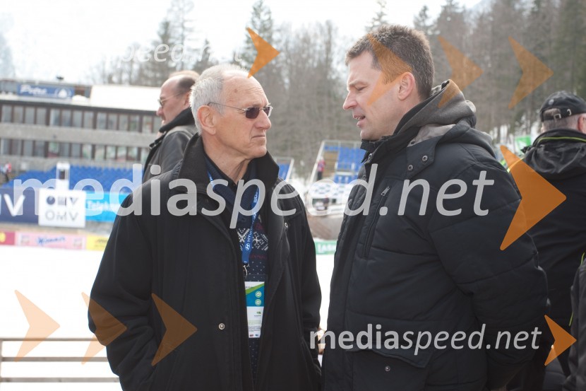 Miro Cerar, nekdanji gimnastičar in predsednik Olimpijske akademije ter ambasador za fair play; Janez SlabePlanica 2013, finale v smučarskih poletih, sobota