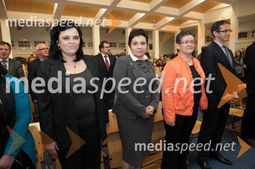 Dr. Martina Rajšp, Pedagoška fakulteta UM; dr. Silva Grobelnik Mlakar, 
Fakulteta za kmetijstvo in biosistemske vede UM; dr. Anastazija Gselman,
 Fakulteta za kmetijstvo in biosistemske vede UM; dr. Peter Popović, 
Medicinska fakulteta UMUniverza v Mariboru, promocija doktorjev znanosti, marec 2013