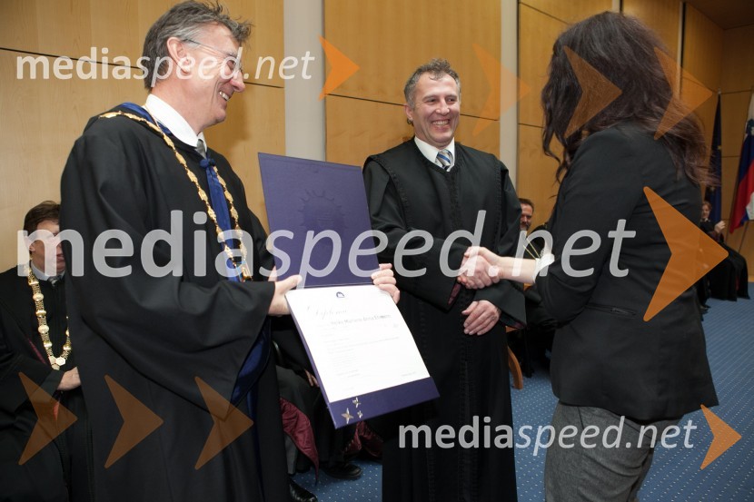 Prof. dr. Danijel Rebolj, rektor Univerze v Mariboru; ...; dr. Heike Marlene Anna Ehmann, Fakulteta za strojništvo UMUniverza v Mariboru, promocija doktorjev znanosti, marec 2013
