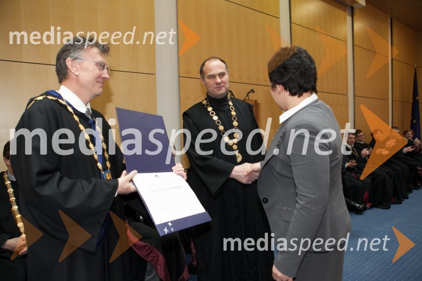 Prof. dr. Danijel Rebolj, rektor Univerze v Mariboru; prof. dr. Mario Lešnik, dekan Fakultete za kmetijstvo in biosistemske vede; dr. Silva 
Grobelnik Mlakar, Fakulteta za kmetijstvo in biosistemske vede UMUniverza v Mariboru, promocija doktorjev znanosti, marec 2013