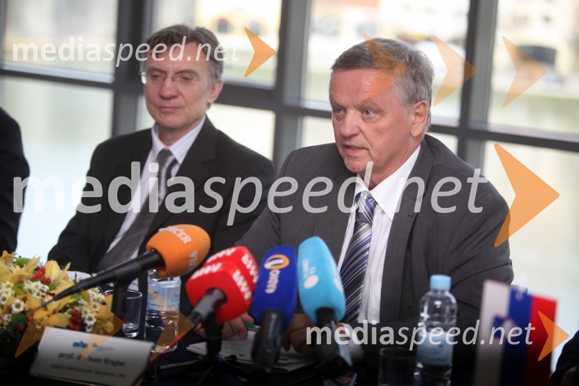 Prof. dr. Danijel Rebolj, rektor Univerze v Mariboru; prof. dr. Ivan Krajnc, dekan Medicinske fakultete UMMedicinska fakulteta UM, novinarska konferenca o poteku novogradnje