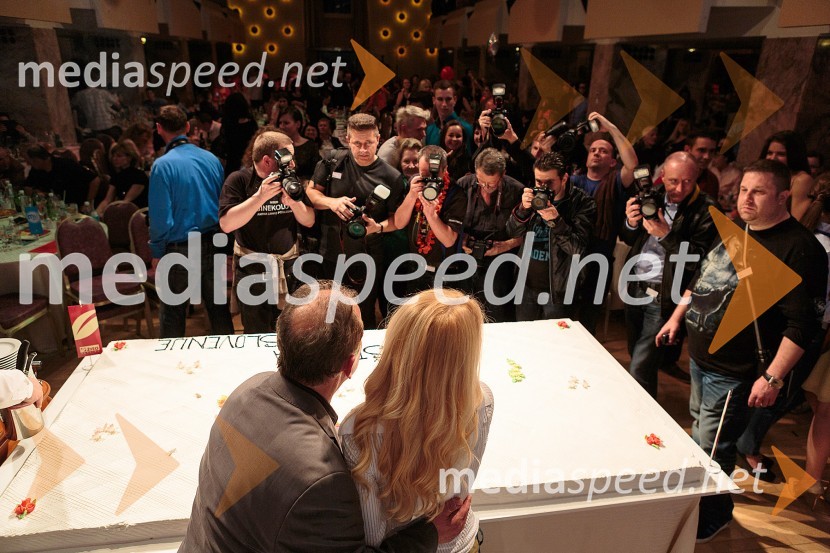 Srečko Čož, organizator dogodka Miss Športa; Klara KrošeljMiss Športa Slovenije 2013, finale