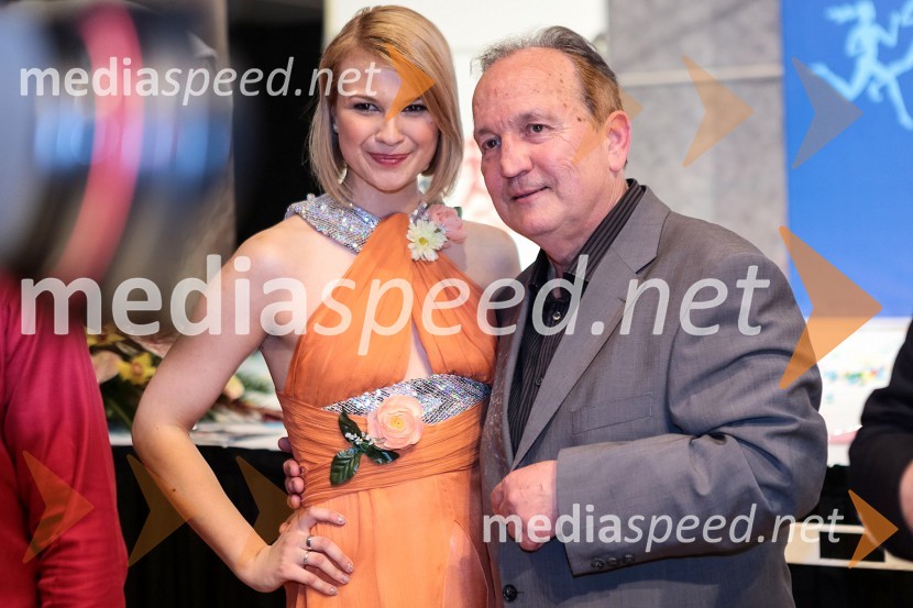 Natalija Waldhuber, Miss športa 2007 in voditeljica prireditve;&nbsp;Srečko Čož, organizator dogodka Miss ŠportaMiss Športa Slovenije 2013, finale