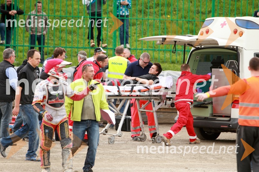 Ponesrečeni Samo Kukovica (AMD Krško)&nbsp;Speedway, druga dirka parov v Ljubljani