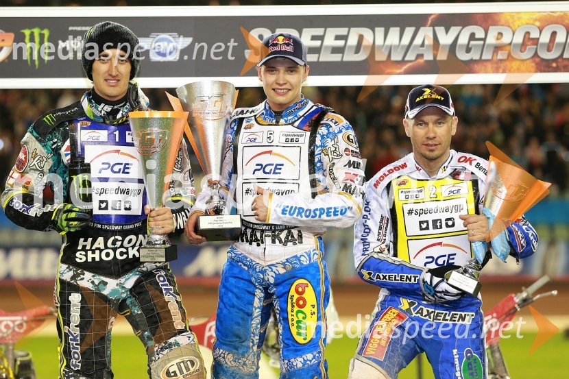 Chris Holder (Avs); Emil Sayfutdinov (Rus); Nicki Pedersen (Dan)Žagar sedmi na VN Švedske