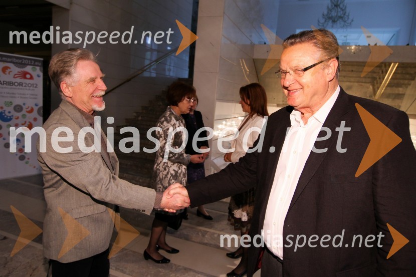 Franci Pivec, kulturnik, filozof in ambasador Mariborske knjižnice; Dušan Mlakar, režiserJohn Gabriel Borkman, premiera predstave SNG Maribor