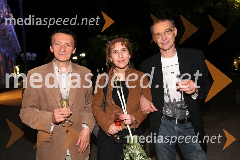 Vili Ravnjak, umetniški direktor Drame SNG Maribor;&nbsp;Barbara Hieng Samobor, direktorica MGL; soprog Igor Samobor, igralecJohn Gabriel Borkman, premiera predstave SNG Maribor