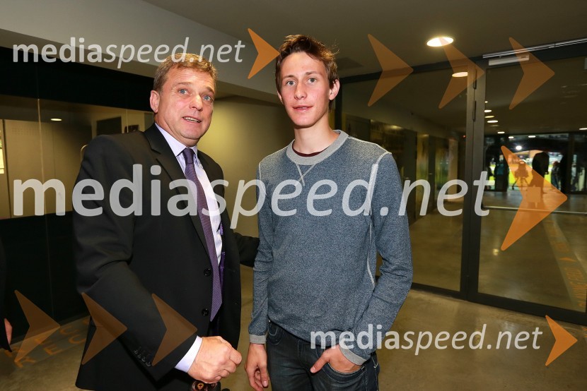 Bojan Ban, direktor NK Maribor; Peter Prevc, smučarski skakalecPoslovni klub NK Maribor in VIP ob naslovu prvakov