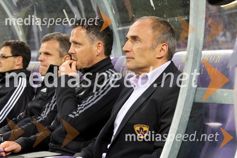 Saša Gajser, pomočnik trenerja NK Maribor; Darko Milanič, trener NK MariborNK Maribor enajstič prvak Slovenije ob zmagi nad NK Olimpija