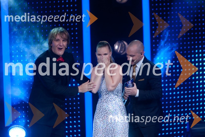 Matej Puc, voditelj; Ivana Honsić; Jože Robežnik, voditeljSlovenija ima talent, 2. polfinalna oddaja