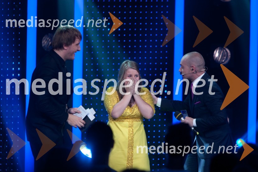 Matej Puc, voditelj; Sandra Harb; Jože Robežnik, voditeljSlovenija ima talent, 3. polfinalna oddaja