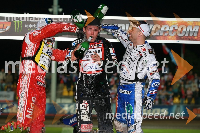 Krzysztof Kasprzak (Pol); Tai Woffinden (VB); Nicki Pedersen (Dan)Žagar šesti na VN Češke