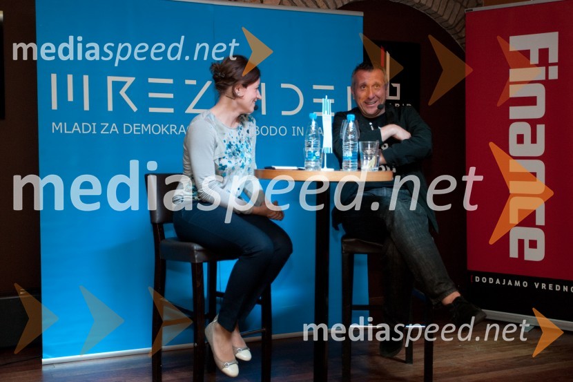 Anja Hlača Ferjančič, novinarka; MIran Ališič, novinarVečer idej z Miranom Ališičem