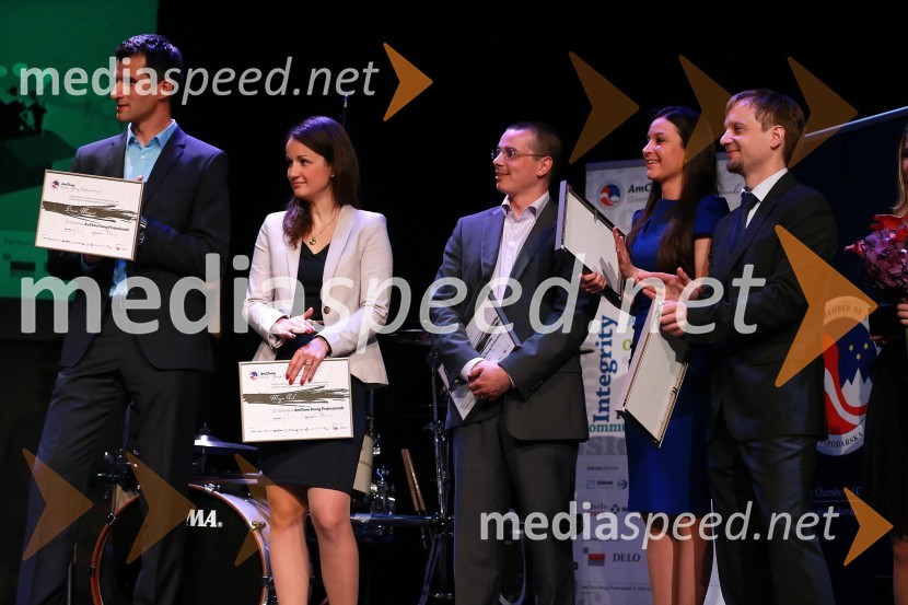 Damir Mesarić, SGS Slovenija; Maja Urh, Ekonomska fakulteta v Ljubljani;
Blaž Jakič, Zavarovalnica Triglav; Nina Podobnik, Ministrstvo za 
pravosodje; Primož Klun, GlaxoSmithKlineAmCham, Top Potential of the Year 2013