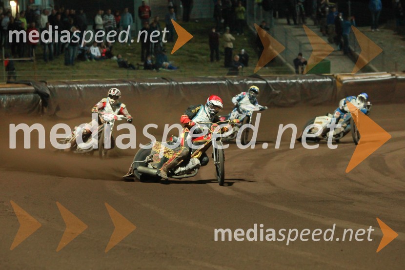 Denis Štojs (AMD Krško); Firlej Mariusz (Poljska); Jakub Jamrog (Poljska); Joszef Tabaka (Madžarska) Speedway, dirka za Zlati znak občine Krško 2013