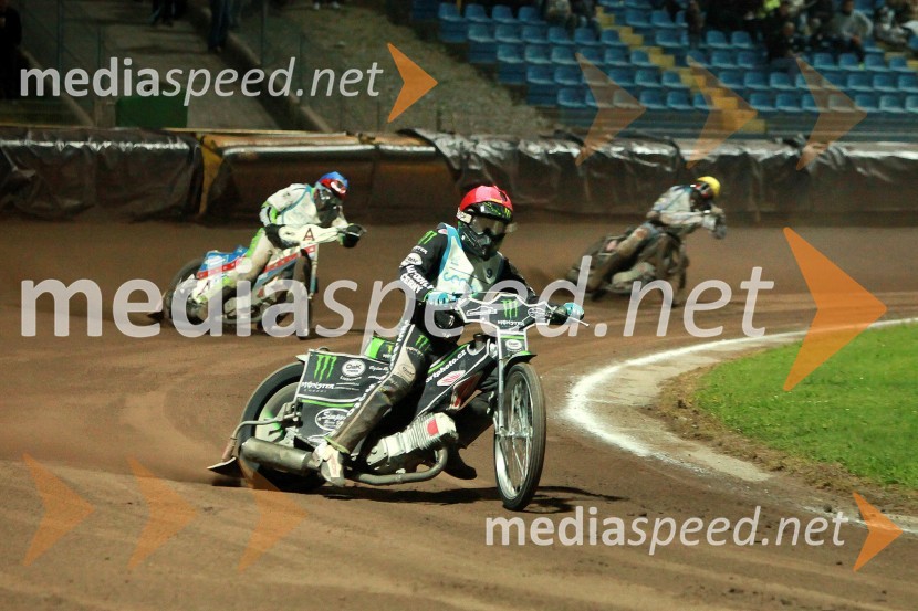 Hynek Štichauer (Češka); Tomas Suchanek (Češka); Marcin Jedrzejewski (Poljska)Speedway, dirka za Zlati znak občine Krško 2013