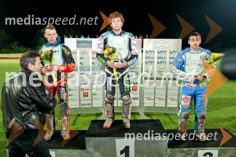 Mariusz Staszewski (Poljska); Dakota North (Avstralija); Robert Tabaka (Madžarska)Speedway, dirka za Zlati znak občine Krško 2013